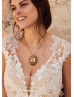 Cap Sleeve Beaded Ivory Lace Chiffon Wedding Dress